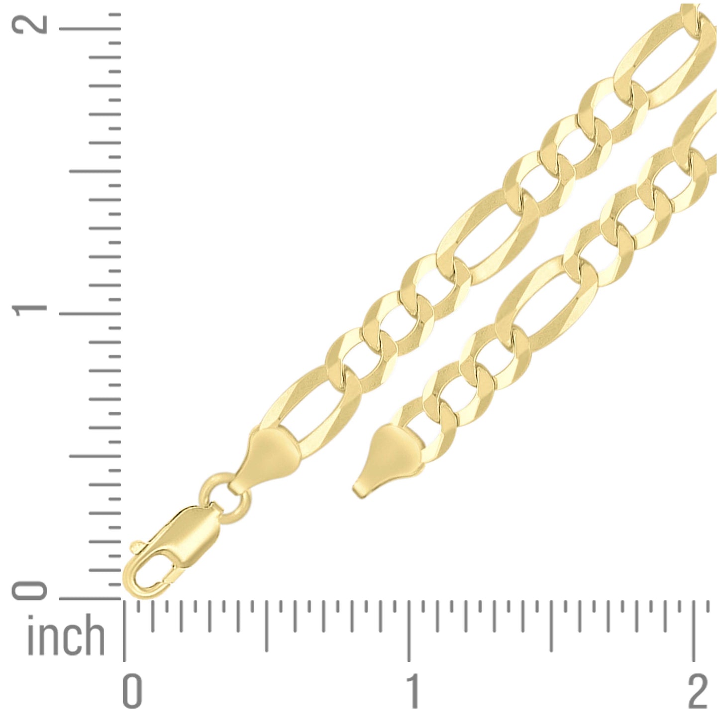 Sterling Silver Yellow-Tone Super Flat Figaro Chain