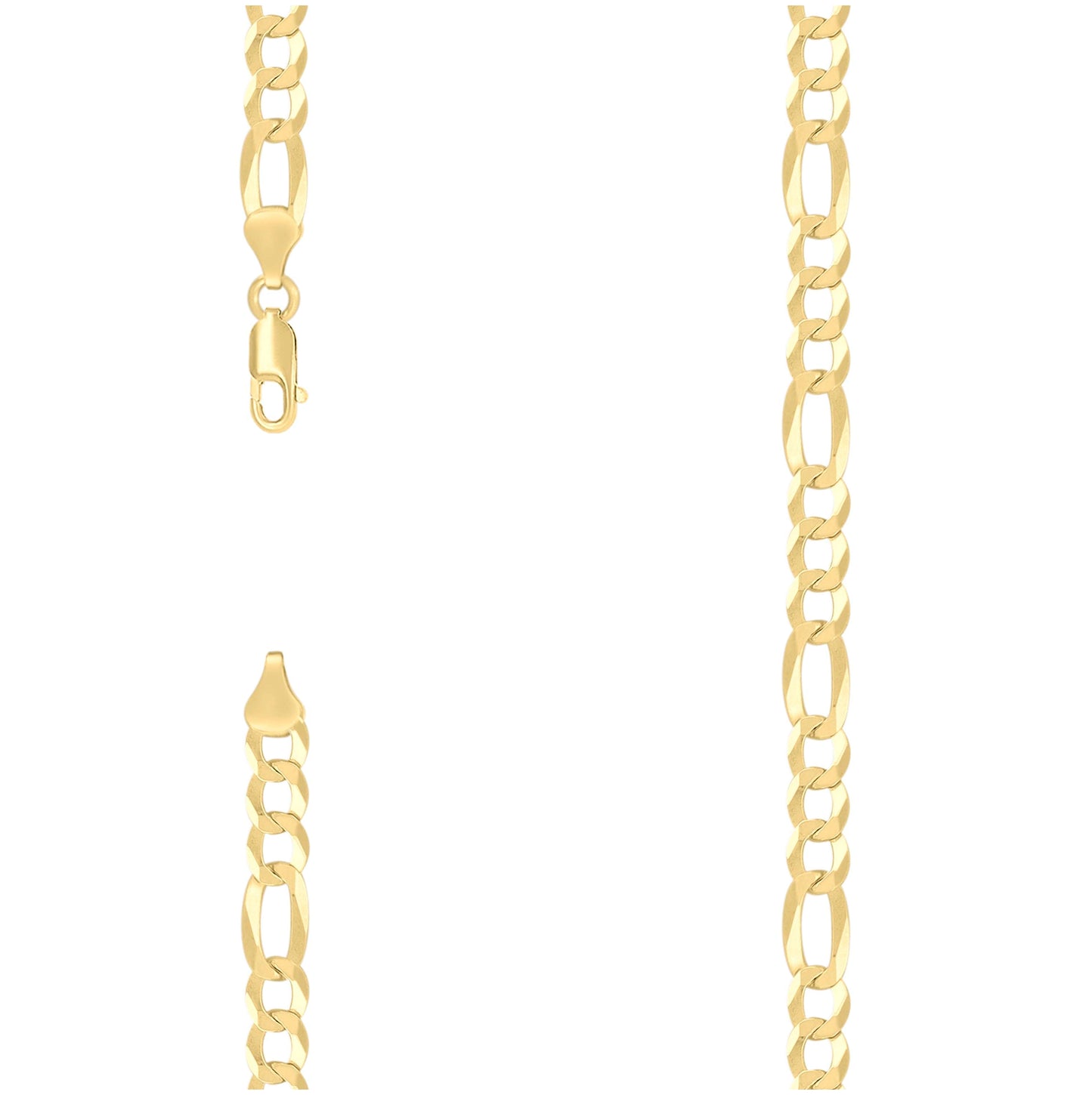 Sterling Silver Yellow-Tone Super Flat Figaro Chain