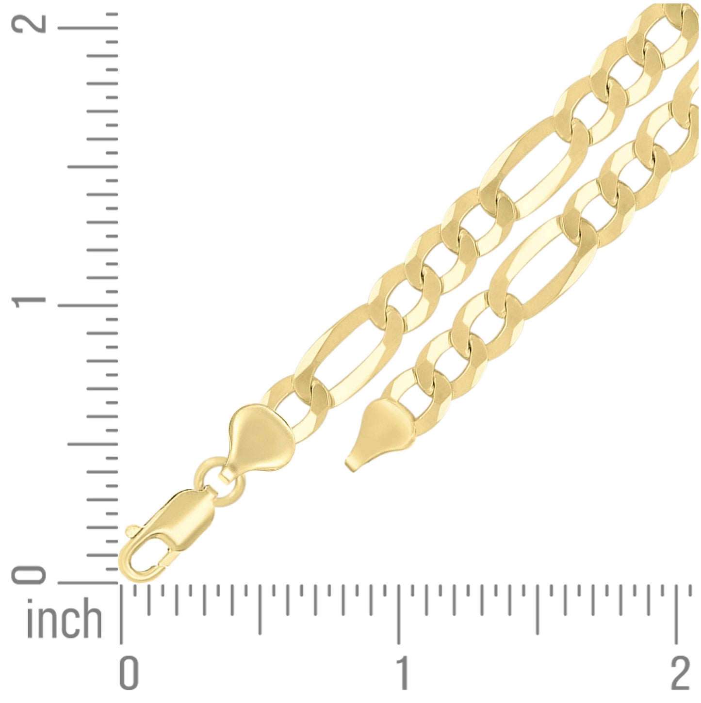 Sterling Silver Yellow-Tone Super Flat Figaro Chain