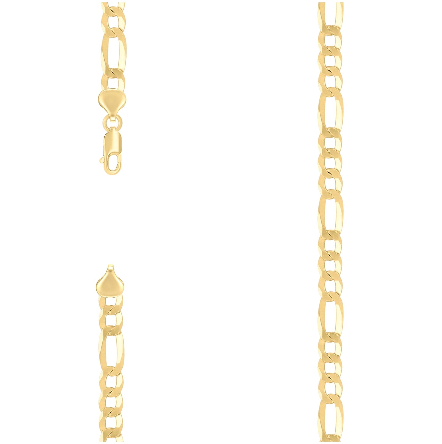 Sterling Silver Yellow-Tone Super Flat Figaro Chain