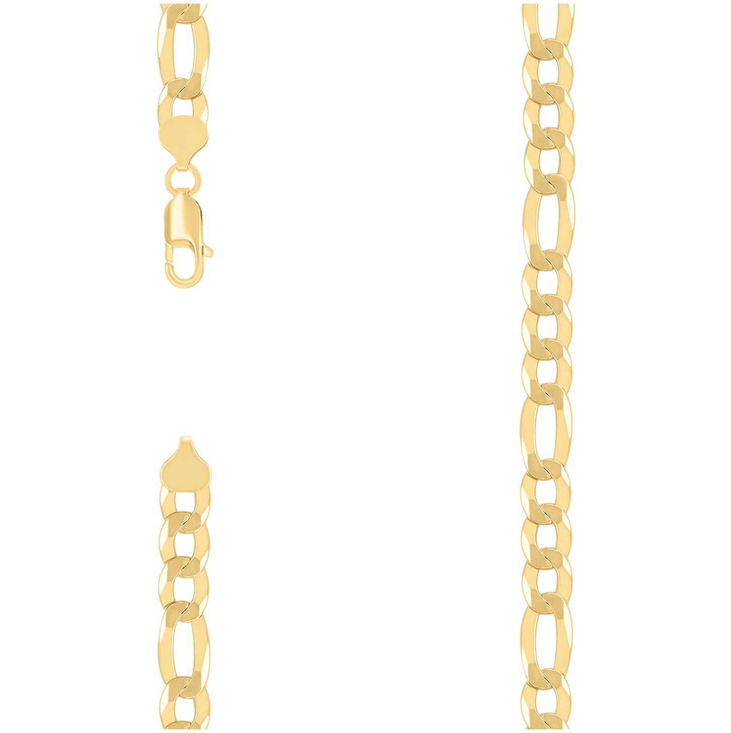 Sterling Silver Yellow-Tone Super Flat Figaro Chain