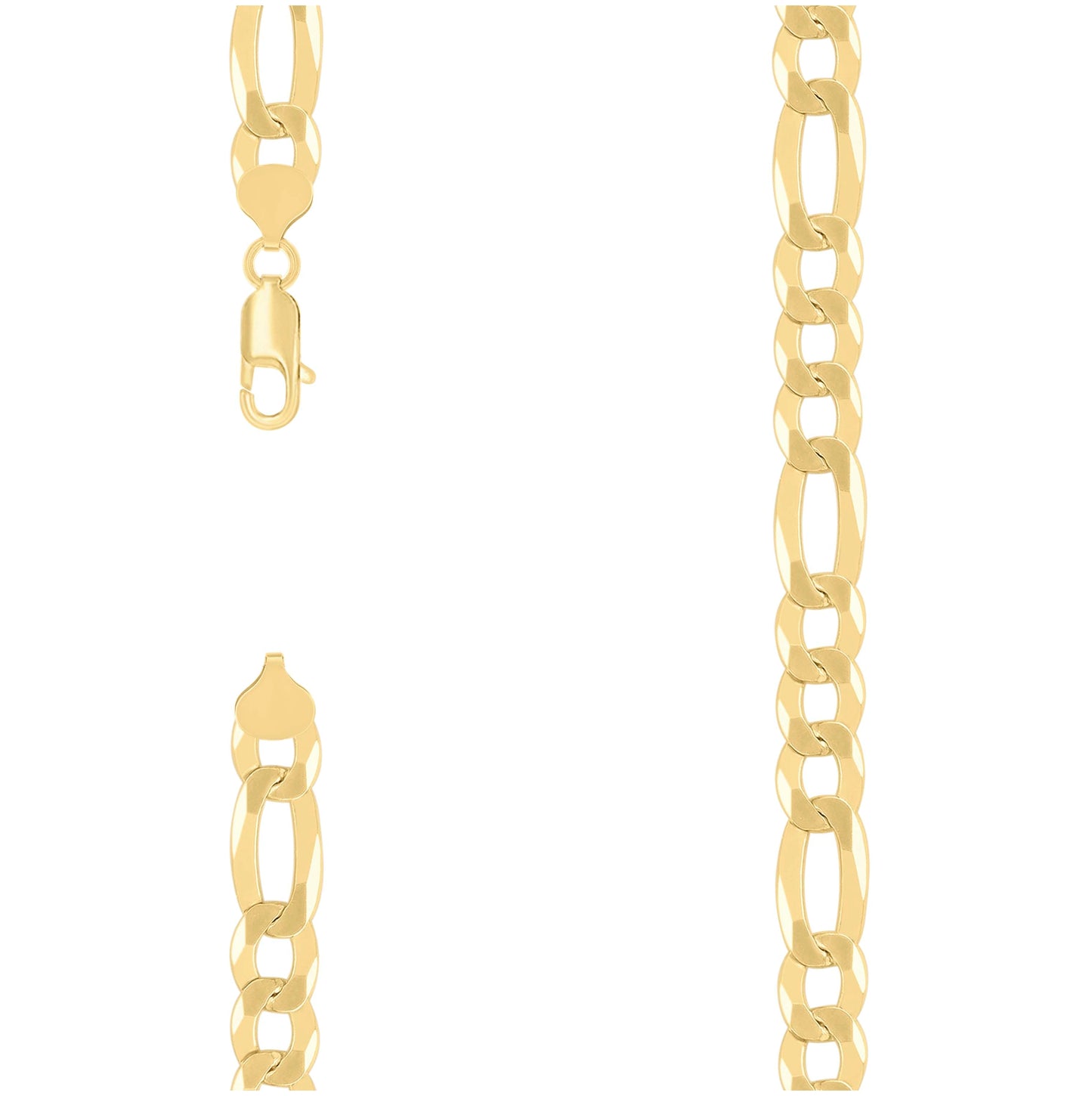 Sterling Silver Yellow-Tone Super Flat Figaro Chain
