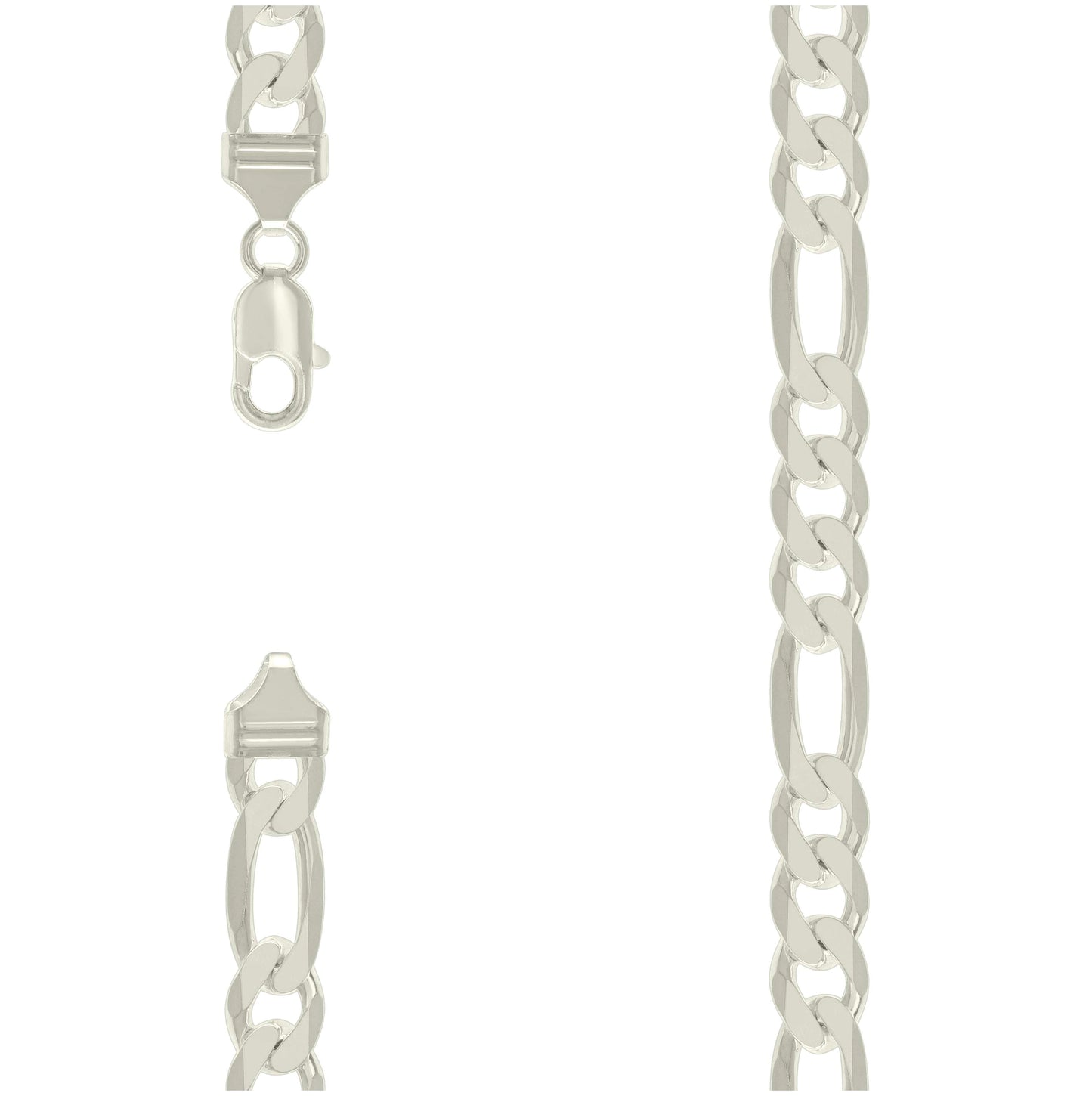 Sterling Silver Solid Classic Figaro Silver Plated