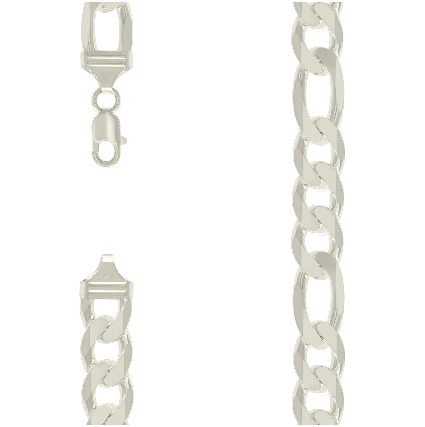 Sterling Silver Solid Classic Figaro Silver Plated