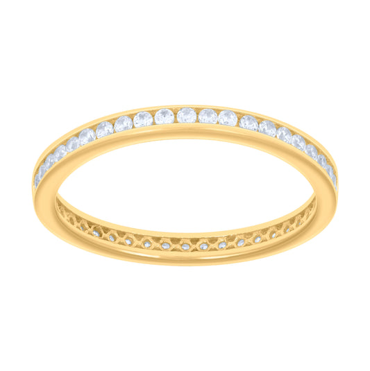 14K Yellow Gold Womens Cubic-Zirconia Eternity Band Ring