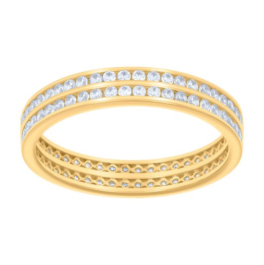 14K Yellow Gold Womens Cubic-Zirconia Eternity Band Ring