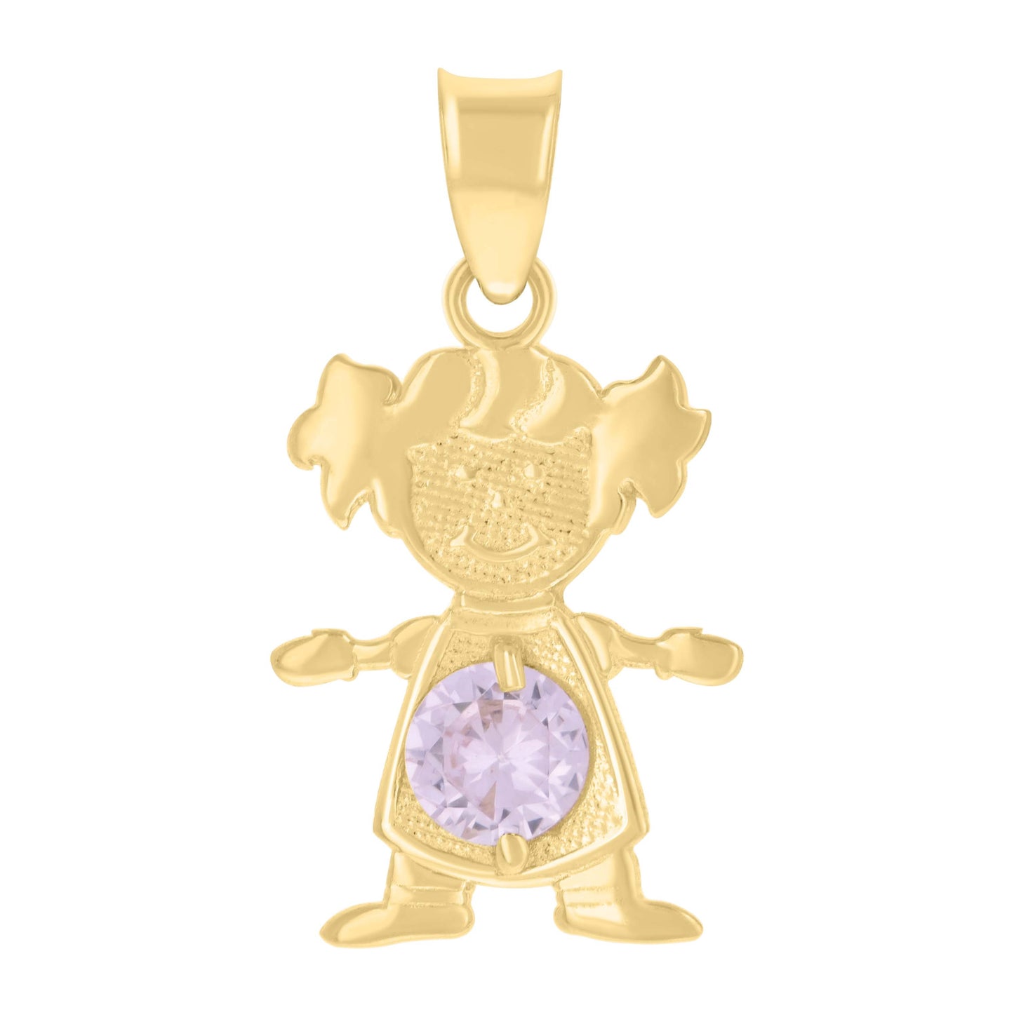 10K Yellow Gold Womens Purple Cubic-Zirconia Girl Birthstone Baby Charm Pendant