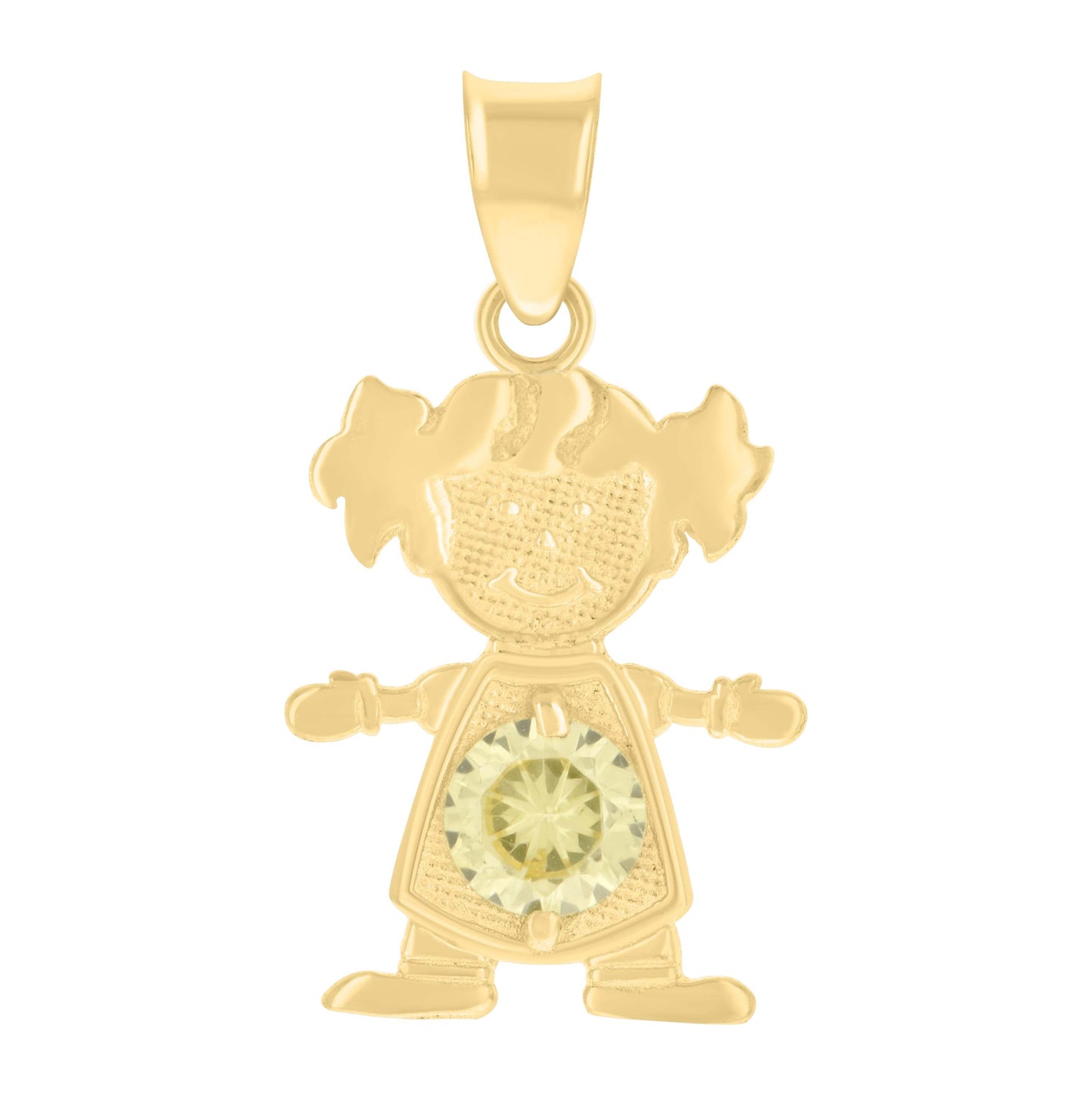 10K Yellow Gold Womens Green Cubic-Zirconia Girl Birthstone Baby Charm Pendant