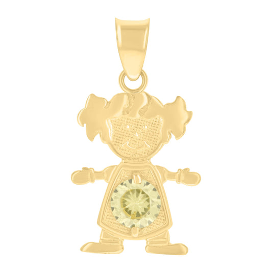10K Yellow Gold Womens Green Cubic-Zirconia Girl Birthstone Baby Charm Pendant