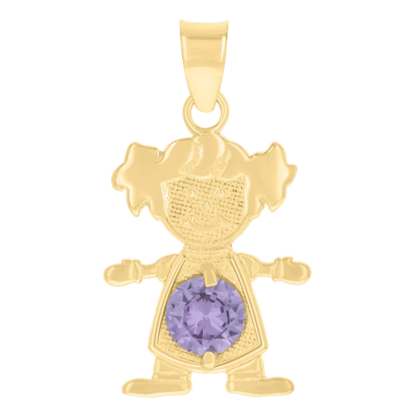 10K Yellow Gold Womens Purple Cubic-Zirconia Girl Birthstone Baby Charm Pendant