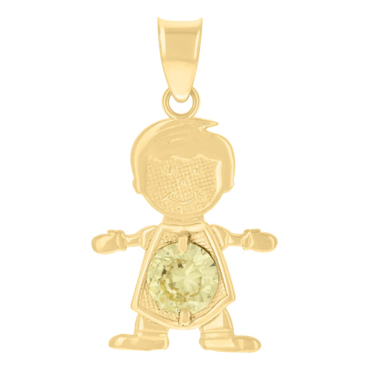 10K Yellow Gold Mens Green Cubic-Zirconia Boy Birthstone Baby Charm Pendant