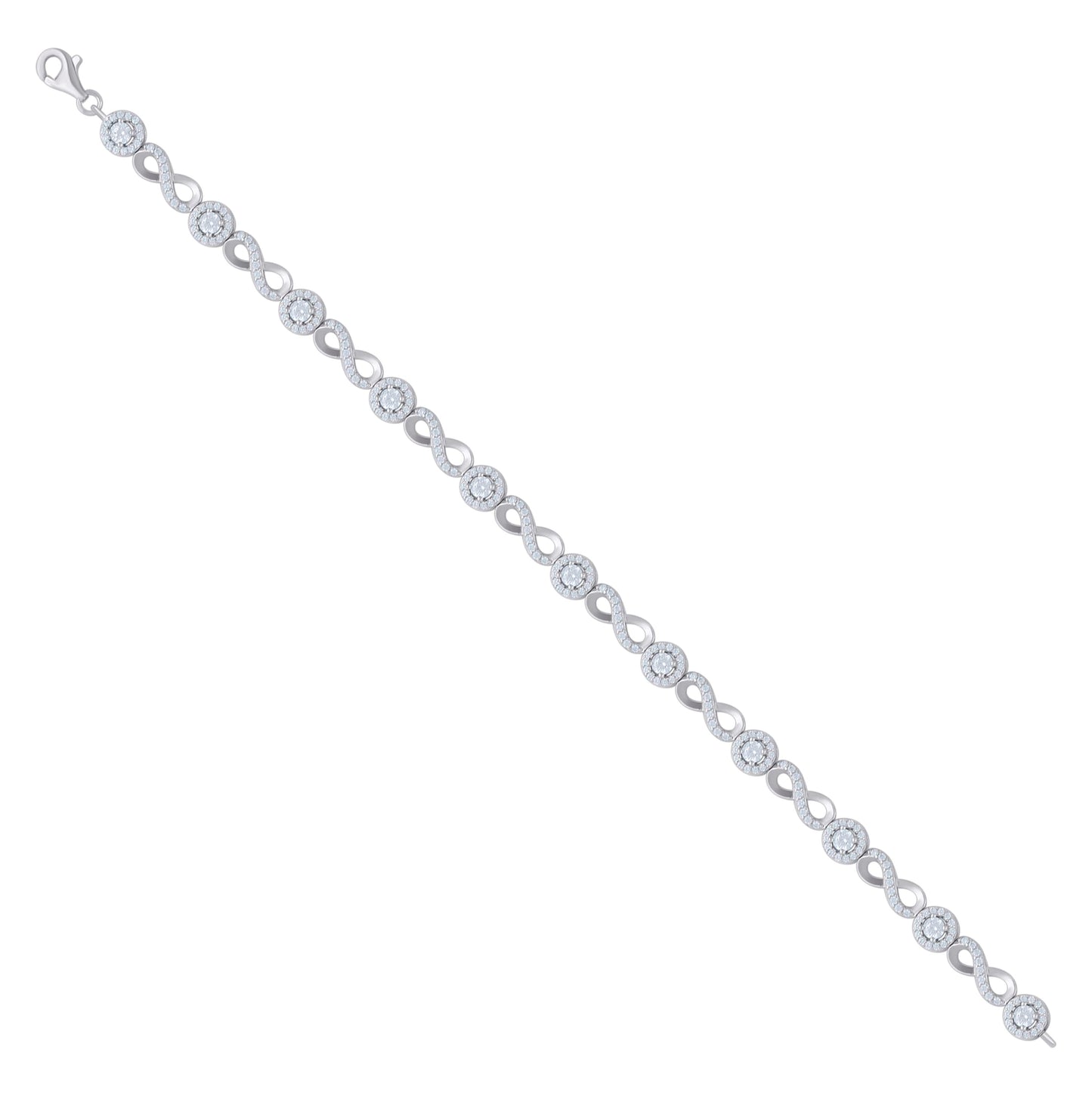 Sterling Silver Womens Cubic-Zirconia Infinity Tennis Bracelet