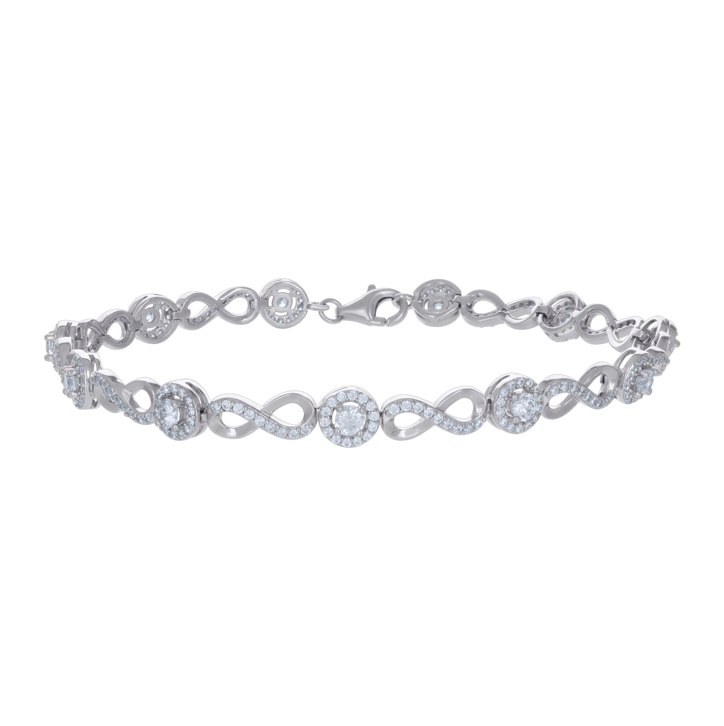 Sterling Silver Womens Cubic-Zirconia Infinity Tennis Bracelet