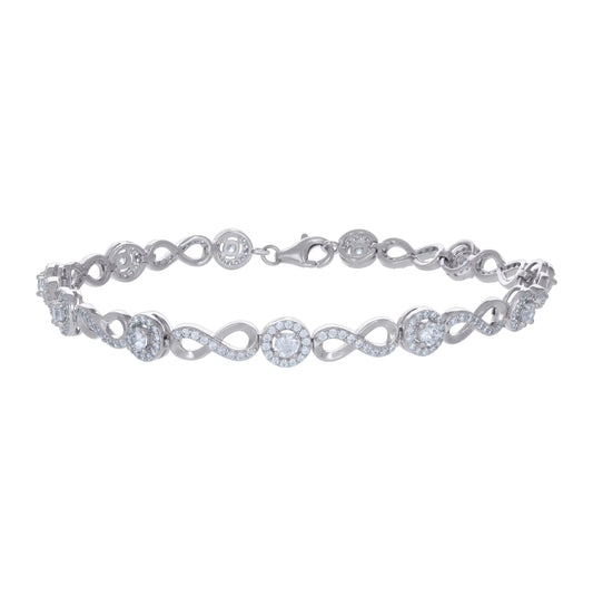 Sterling Silver Womens Cubic-Zirconia Infinity Tennis Bracelet