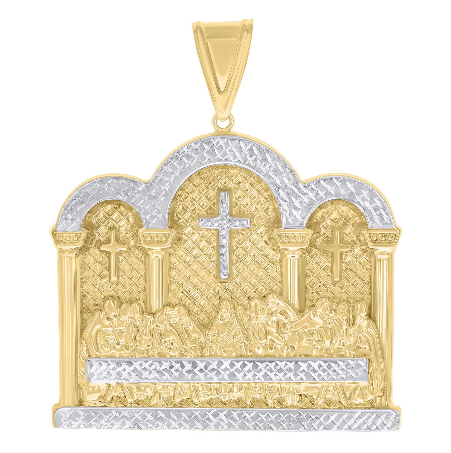 10K Two-tone Gold Mens Last Supper Religious Charm Pendant