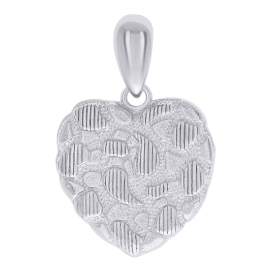 Sterling Silver Womens Nugget Heart Charm Pendant