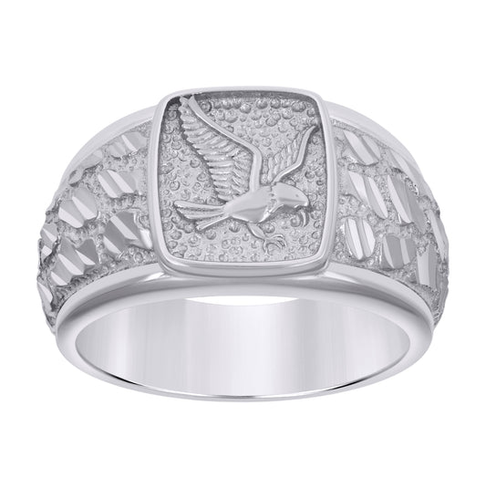 Sterling Silver Mens Eagle Bird Wildlife Ring Size 10