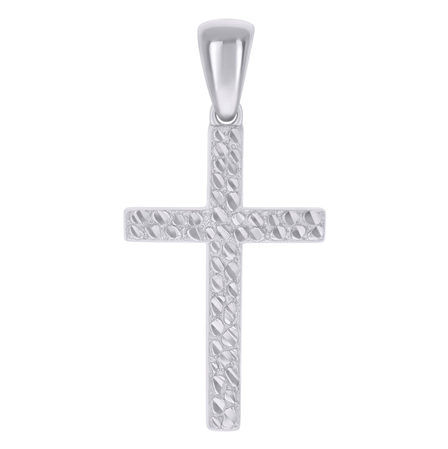 Sterling Silver Unisex Nugget Cross Religious Charm Pendant