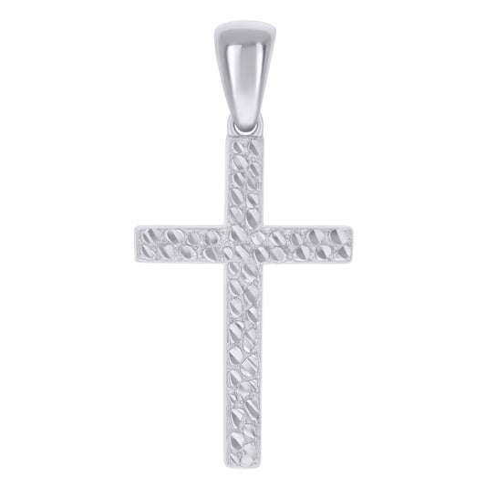 Sterling Silver Unisex Nugget Cross Religious Charm Pendant