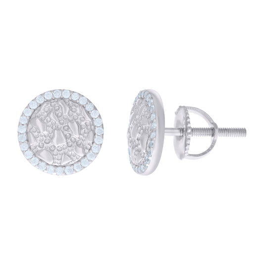 Sterling Silver Womens Cubic-Zirconia Nugget Round Stud Earrings