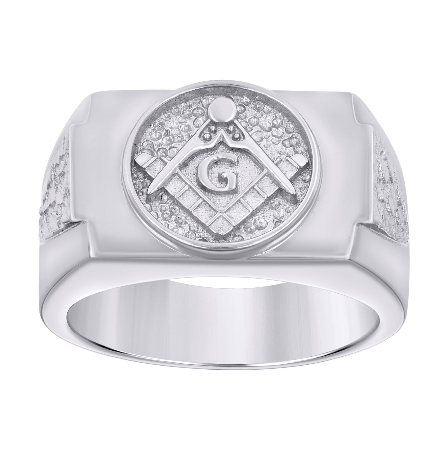 Sterling Silver Mens Masonic Symbol Religious Ring