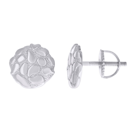 Sterling Silver Unisex Nugget Stud Earrings