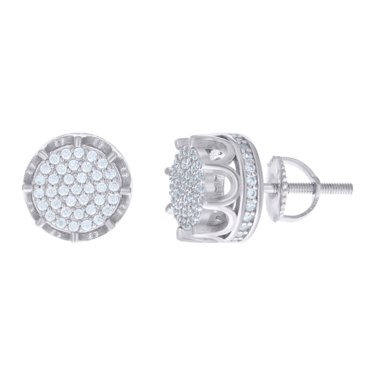 Sterling Silver Womens Cubic-Zirconia Fashion Stud Earrings