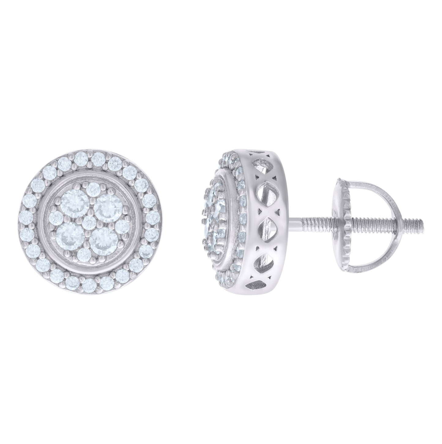 Sterling Silver Womens Cubic-Zirconia Fashion Stud Earrings
