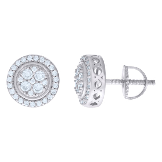 Sterling Silver Womens Cubic-Zirconia Fashion Stud Earrings