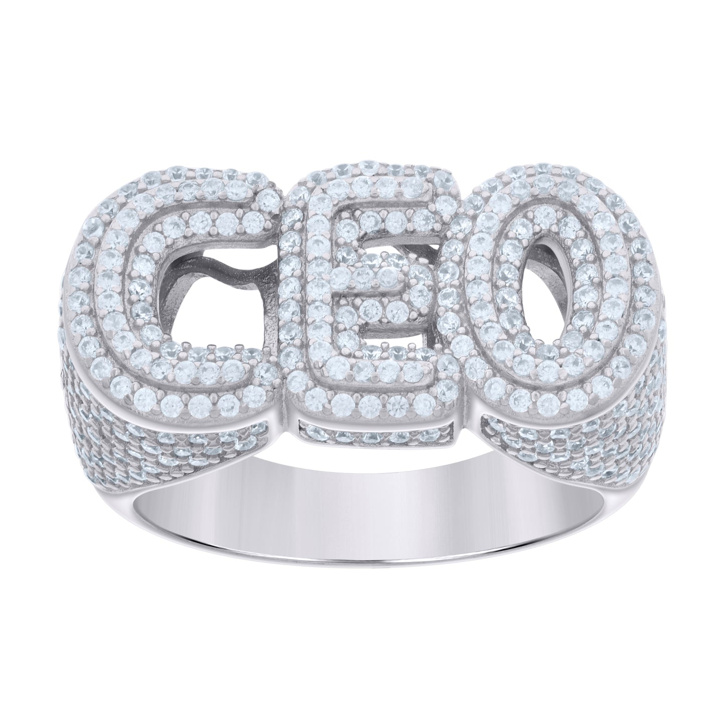 Sterling Silver Mens Cubic-Zirconia CEO Fashion Ring