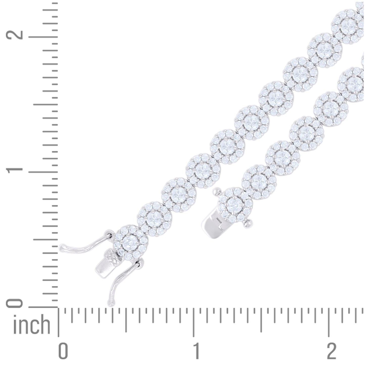 Sterling Silver Womens Cubic-Zirconia Flower Fashion Link Bracelet 7.25