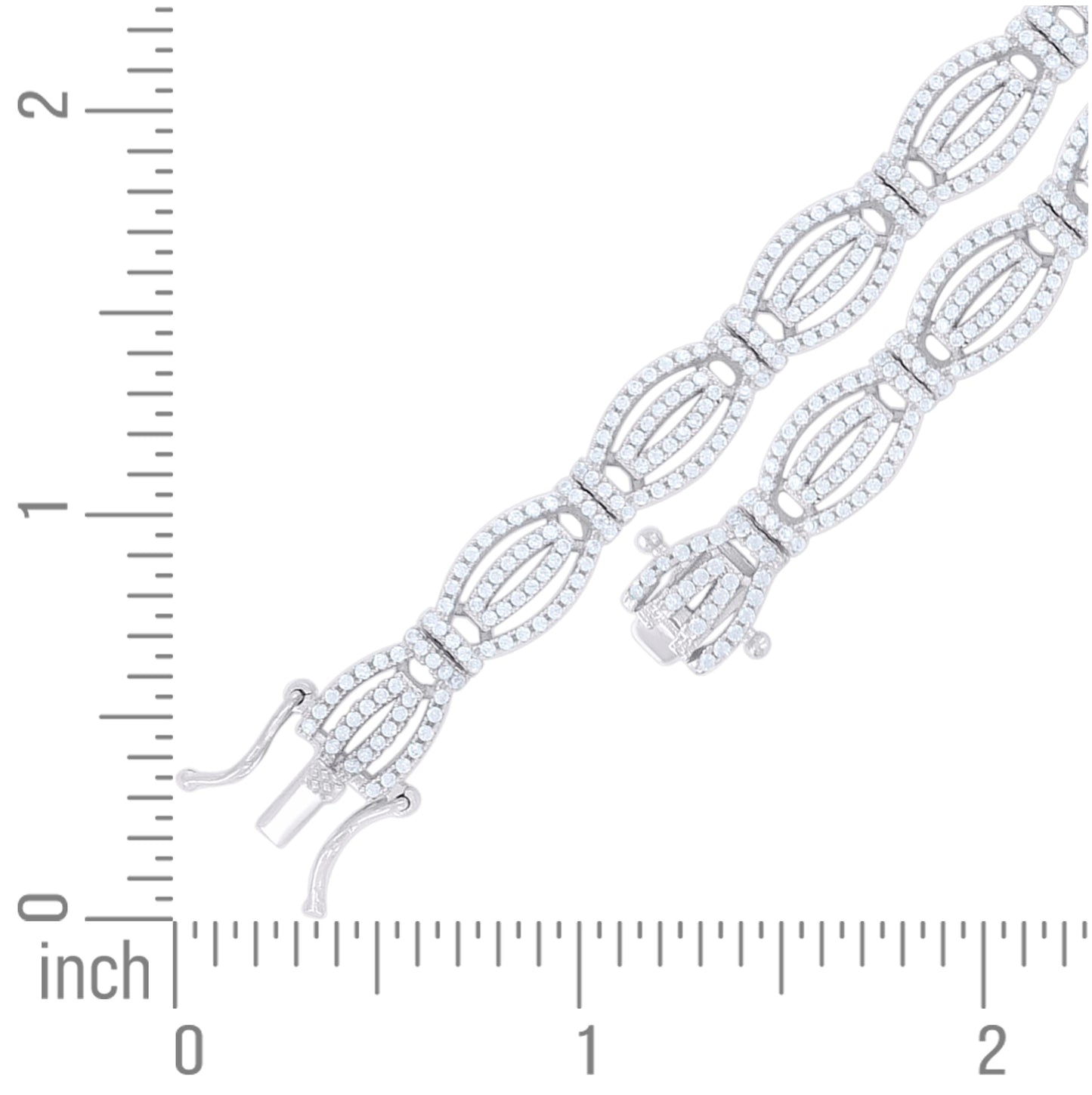 Sterling Silver Womens Cubic-Zirconia Fashion Link Bracelet 7