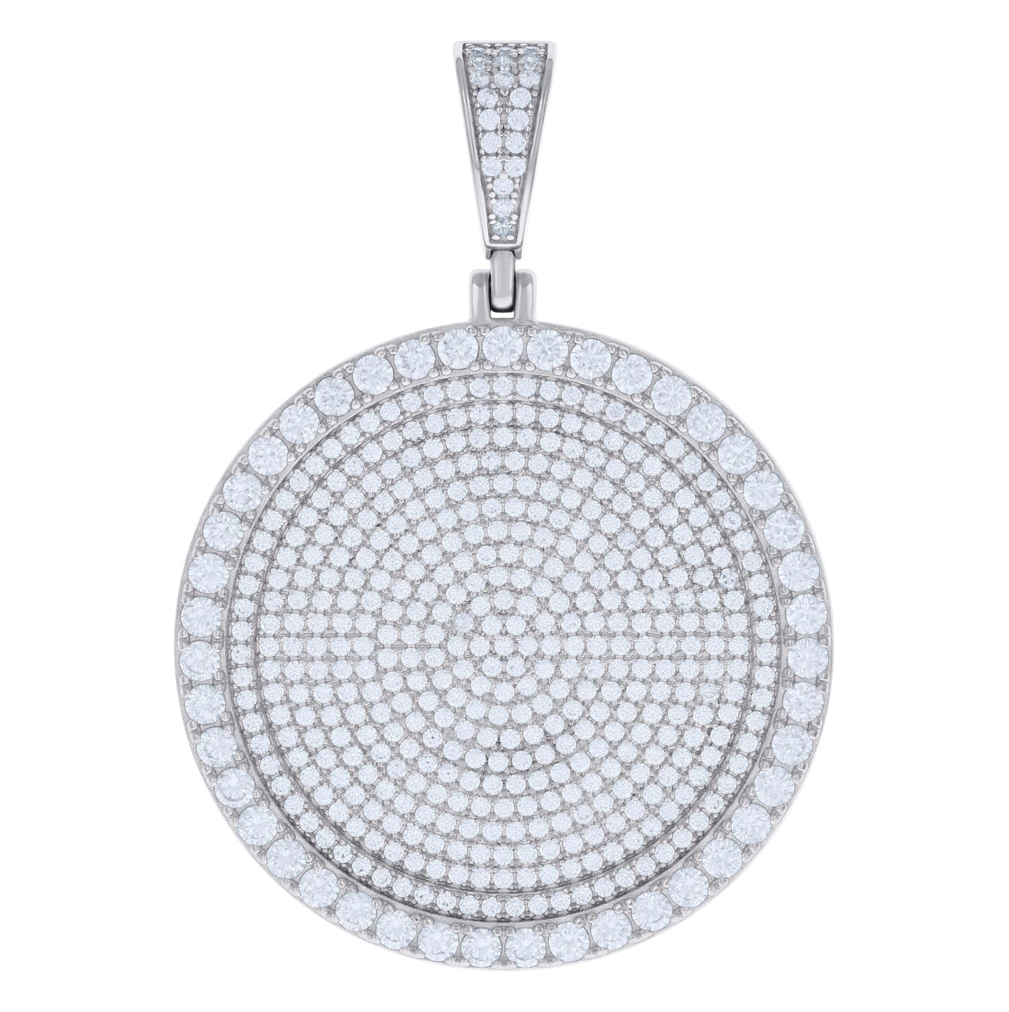 Sterling Silver Mens Cubic-Zirconia Medallion Fashion Charm Pendant