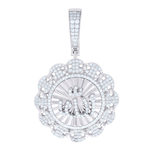 Sterling Silver Mens Cubic-Zirconia ALLAH Symbol Religious Charm Pendant