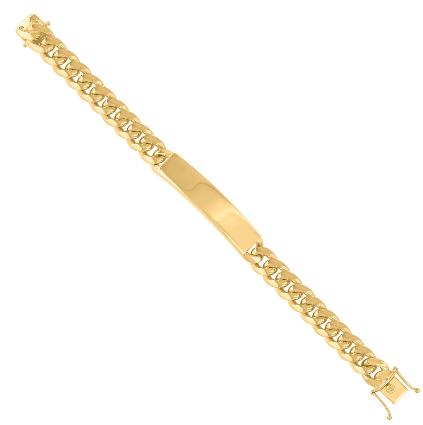 925-Sterling Yellow Tone Solid Miami Cuban Id Bracelet