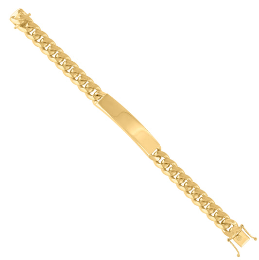 925-Sterling Yellow Tone Solid Miami Cuban Id Bracelet