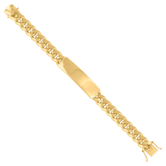 925-Sterling-Yellow Solid Miami Cuban Id Bracelet