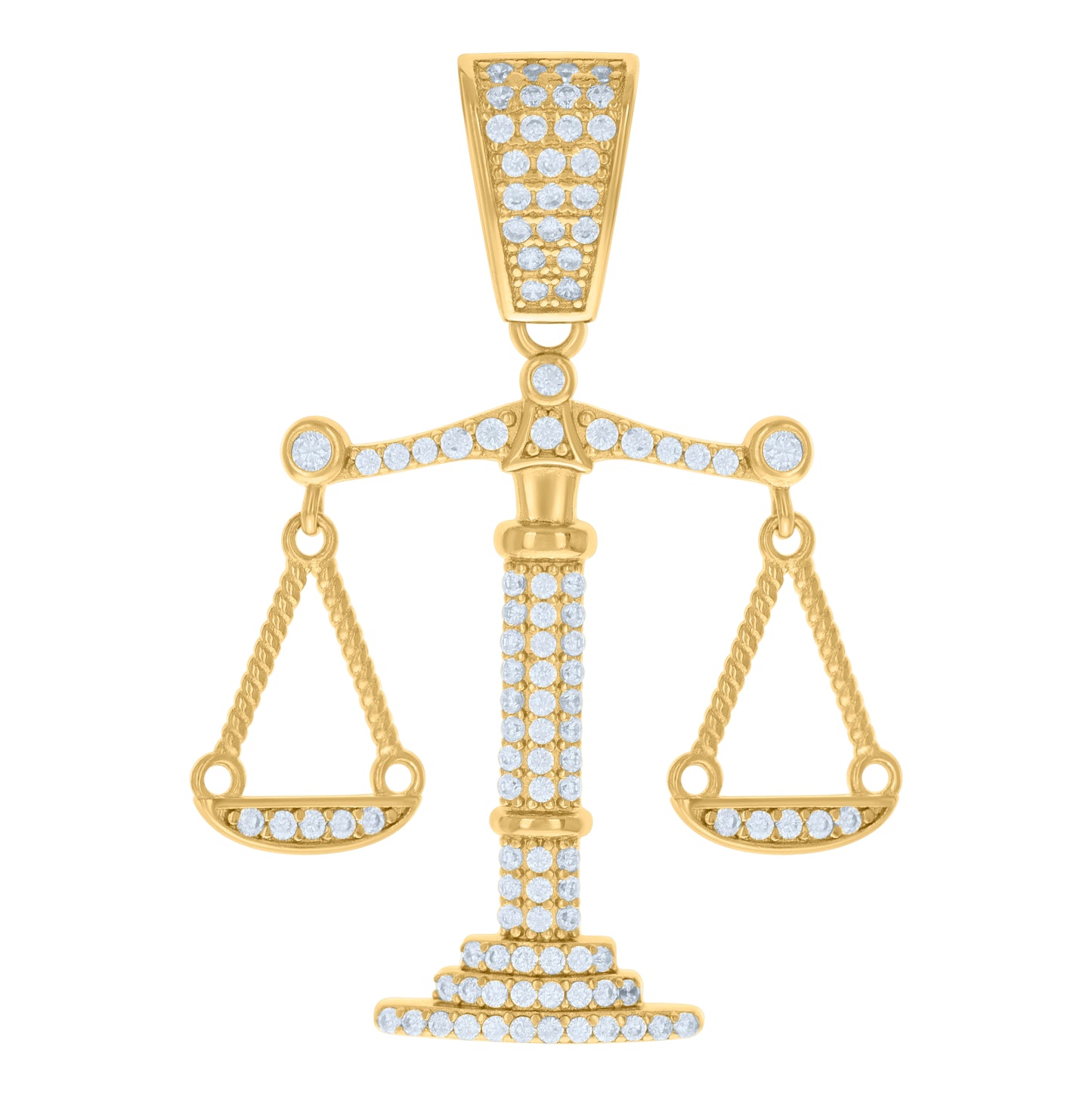 Sterling Silver Yellow-tone Mens Cubic-Zirconia Scales of Justice Symbols Charm Pendant