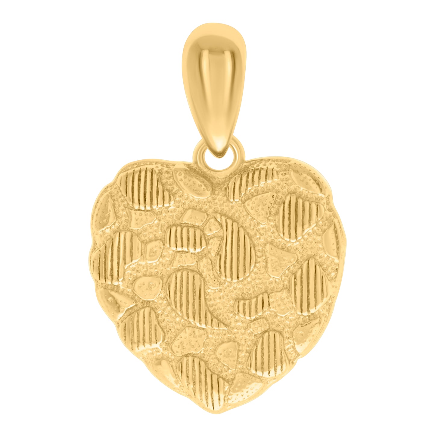 Sterling Silver Yellow-tone Womens Nugget Heart Charm Pendant