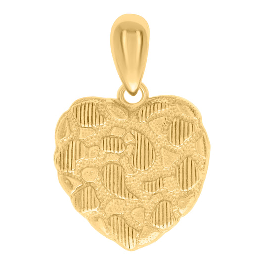 Sterling Silver Yellow-tone Womens Nugget Heart Charm Pendant