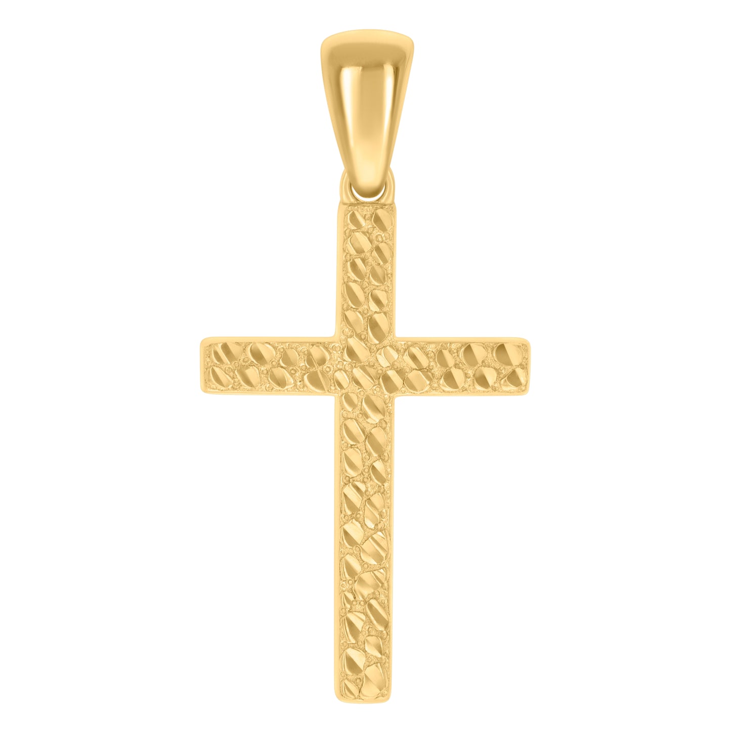 Sterling Silver Yellow-tone Mens Nugget Cross Religious Charm Pendant