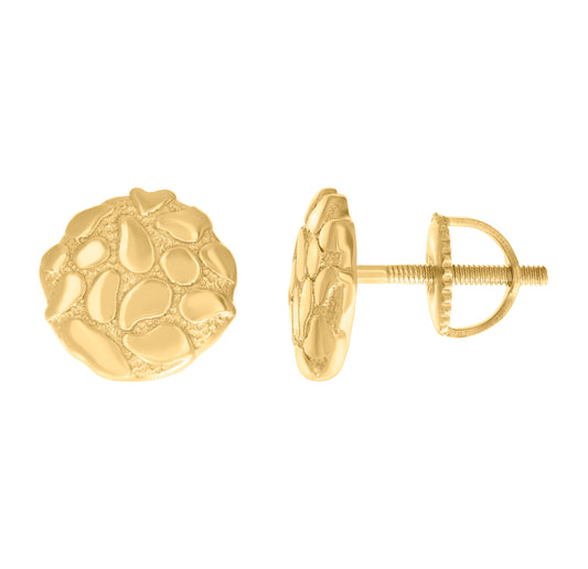 Sterling Silver Yellow-tone Womens Nugget Fashion Stud Earrings