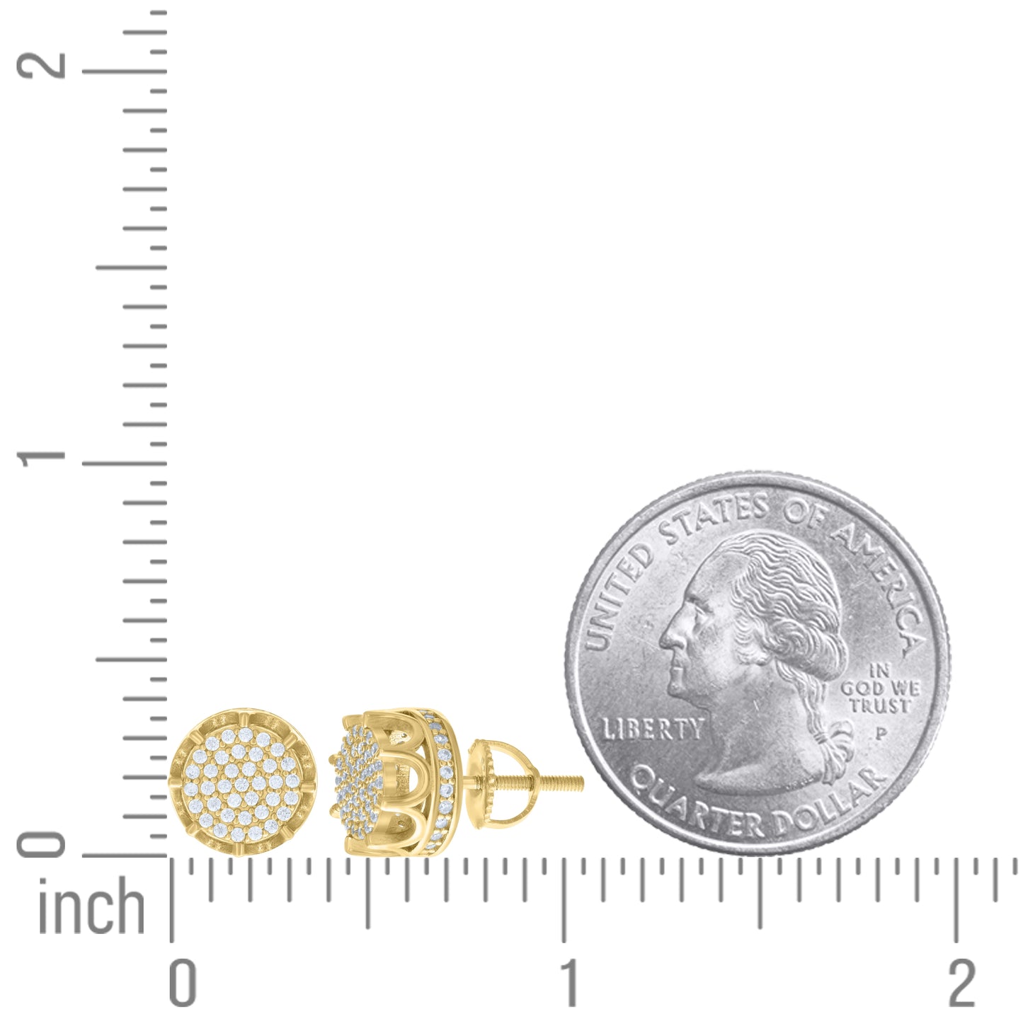 Sterling Silver Yellow-tone Womens Cubic-Zirconia Fashion Stud Earrings