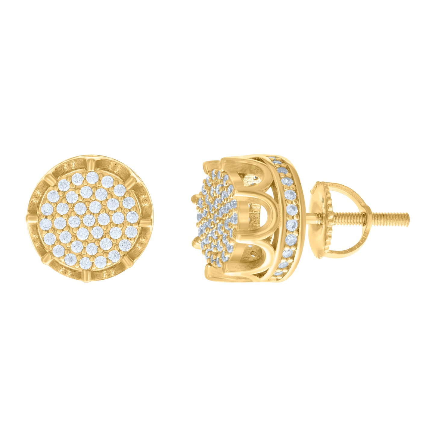 Sterling Silver Yellow-tone Womens Cubic-Zirconia Fashion Stud Earrings