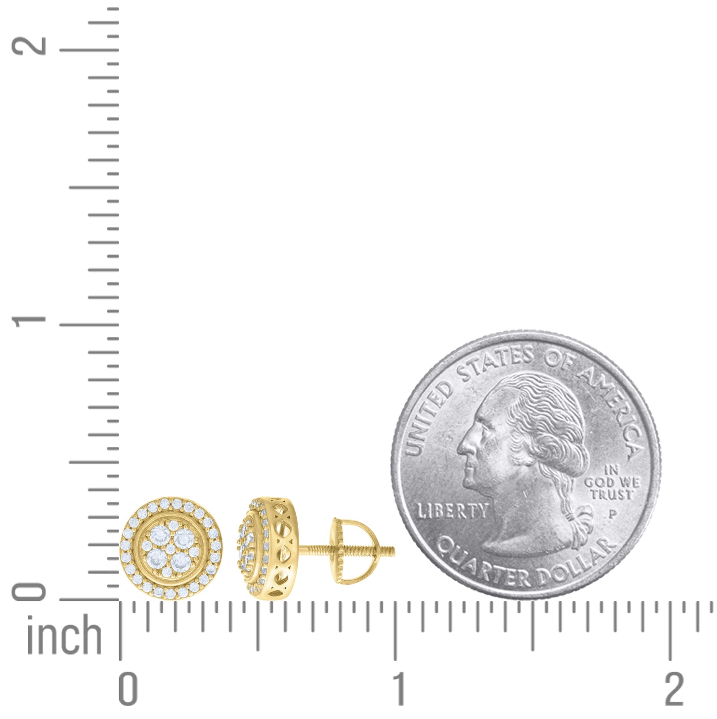 Sterling Silver Yellow-tone Womens Cubic-Zirconia Fashion Stud Earrings