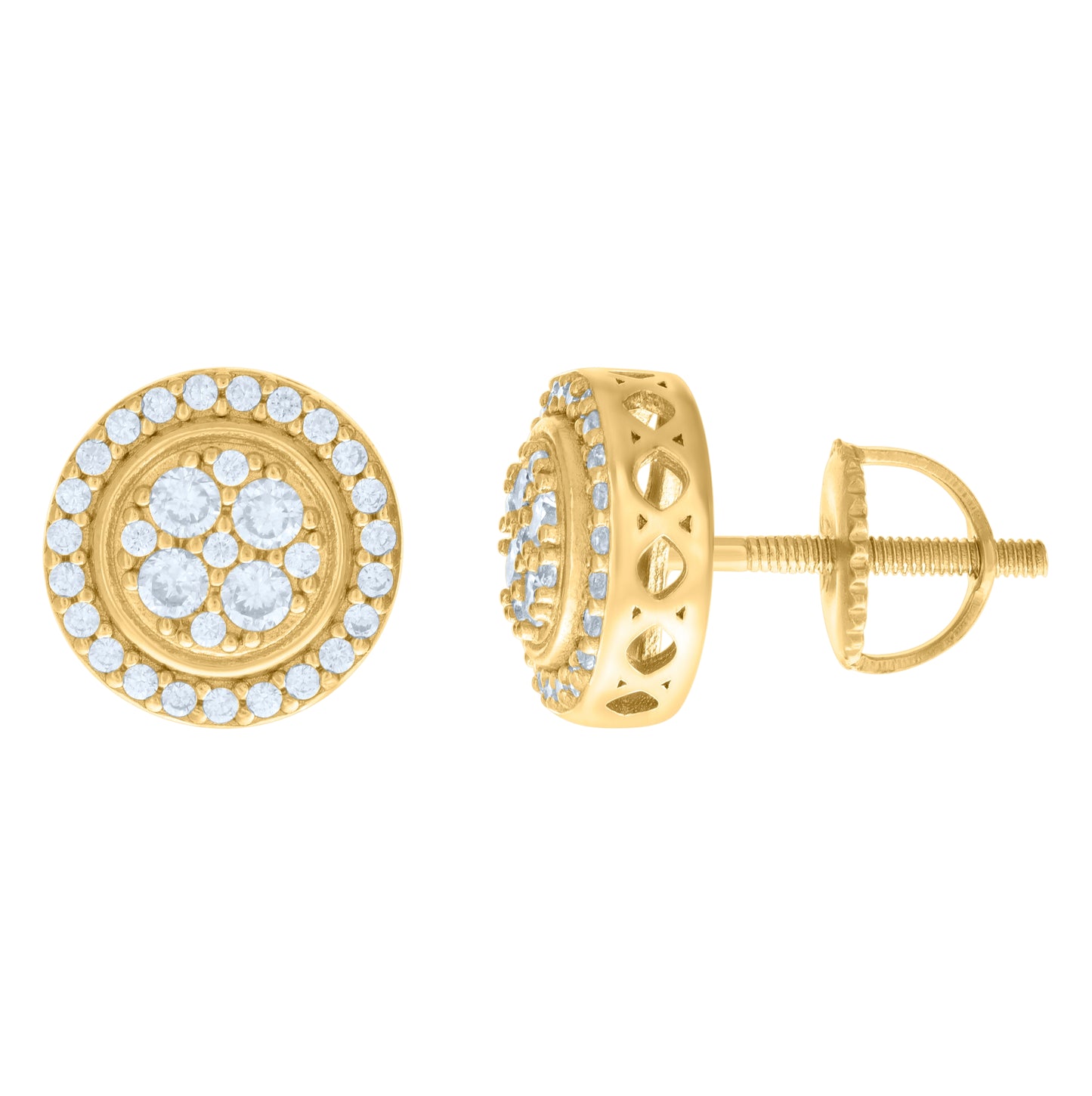 Sterling Silver Yellow-tone Womens Cubic-Zirconia Fashion Stud Earrings