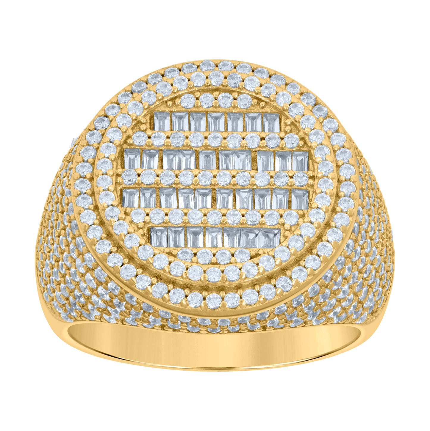 Sterling Silver Or Yellow-tone Mens Baguette Round Cubic-Zirconia Fashion Bridal Anniversary Wedding Engagement Band Ring