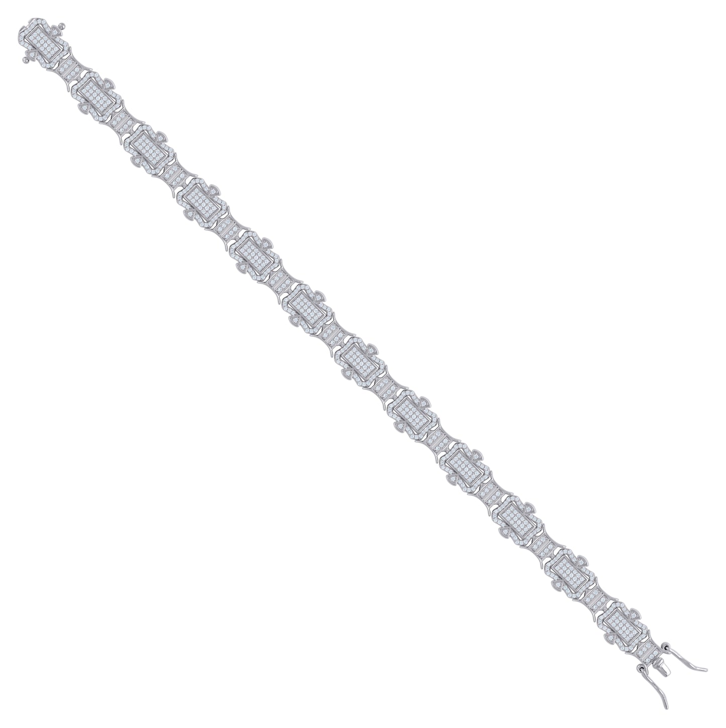 Sterling Silver Womens Cubic-Zirconia Fashion Link Bracelet