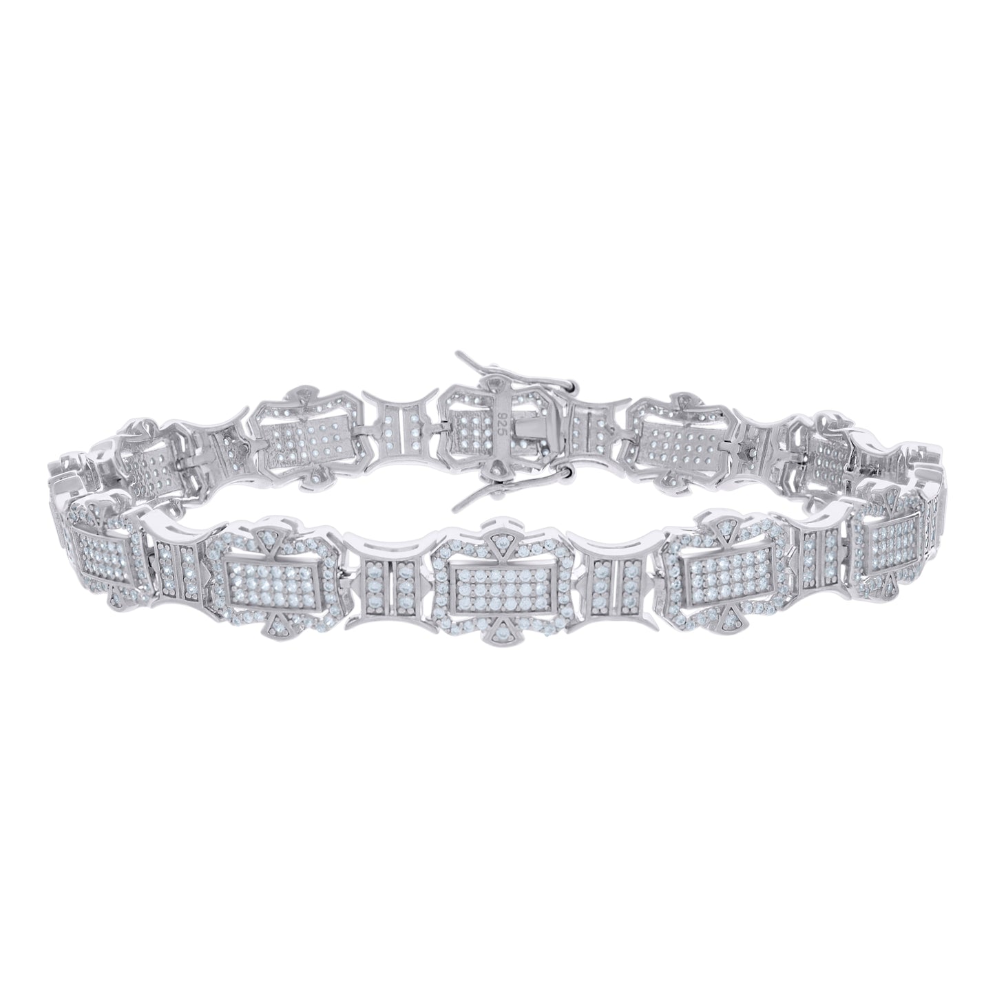 Sterling Silver Womens Cubic-Zirconia Fashion Link Bracelet