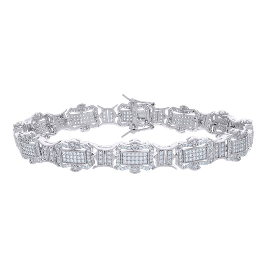 Sterling Silver Womens Cubic-Zirconia Fashion Link Bracelet